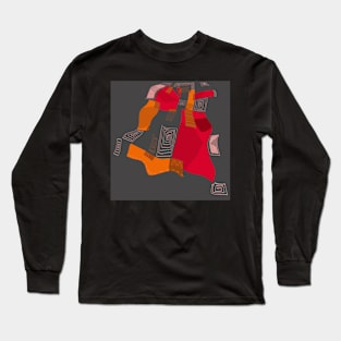 Mazipoodles Dreamy Egyptian Collage Red Orange Gray Long Sleeve T-Shirt